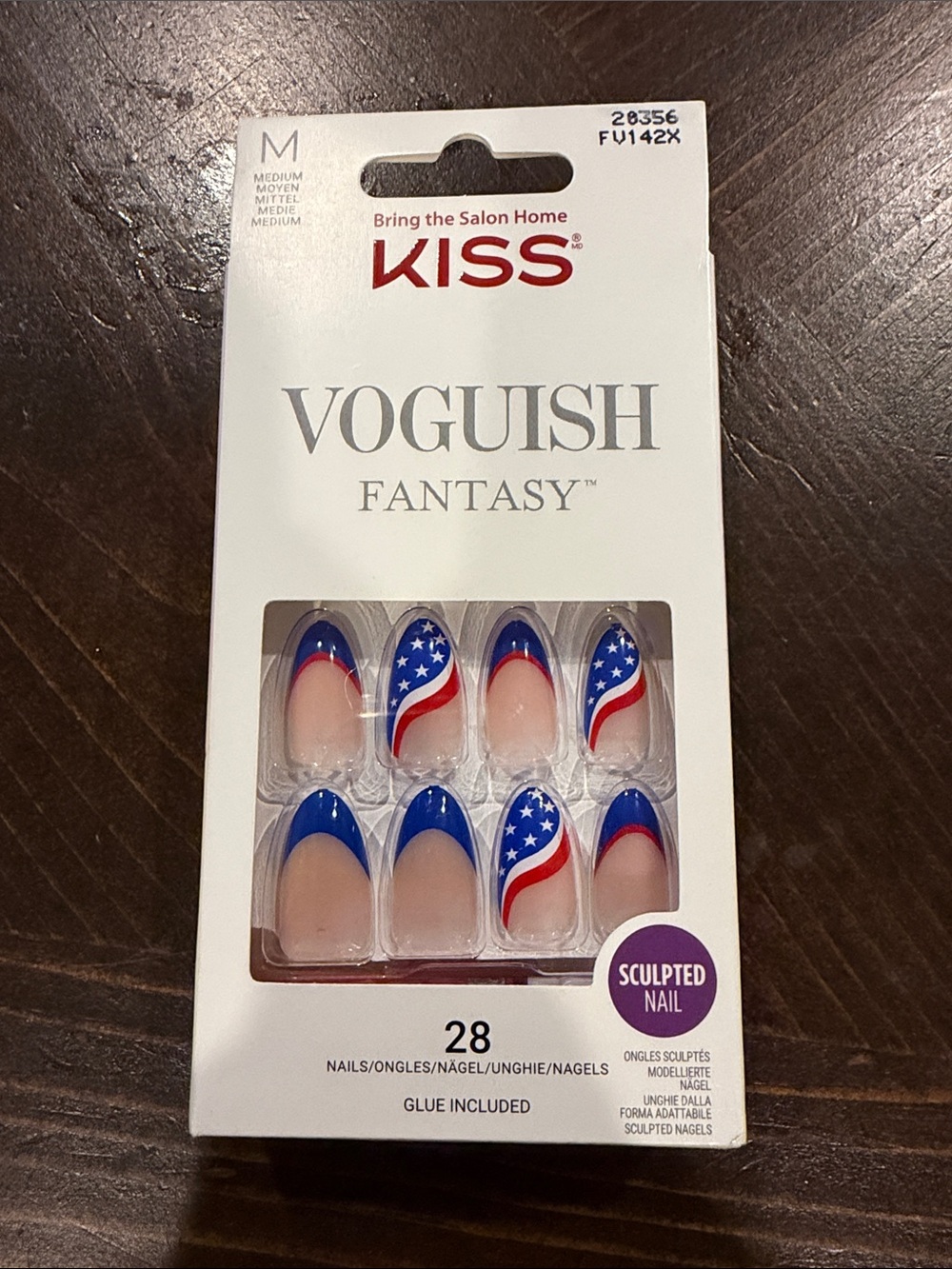 KISS Voguish Fantasy Press-On Nails in Blue, Red, White
